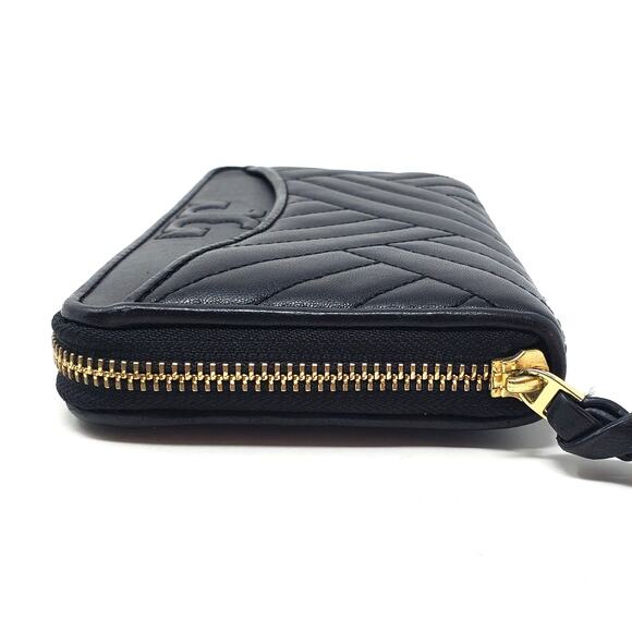 Tory Burch Alexa Zip Around Continental Leather Wallet Geometric Quilted Black - Picture 4 of 8